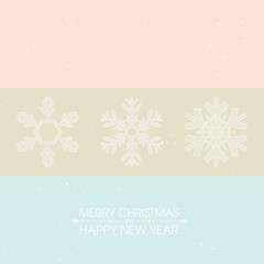 Fototapeta premium Merry Christmas and Happy New Year with various snowflake minimal style greeting card template have blank space on pastel background.