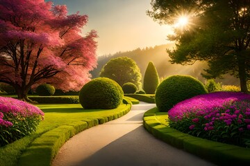 sunset in the garden