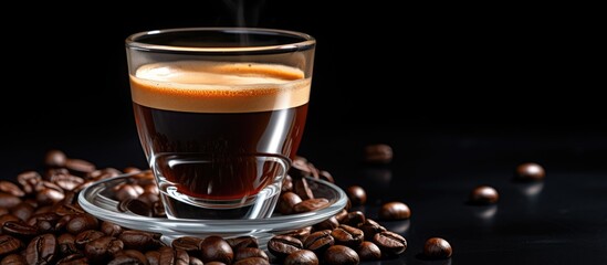 White background espresso glass with drop - Powered by Adobe