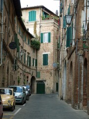 Siena - picturesque street in the historic city centre.