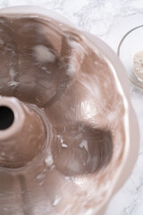 Chocolate pumpkin bundt cake with toffee glaze