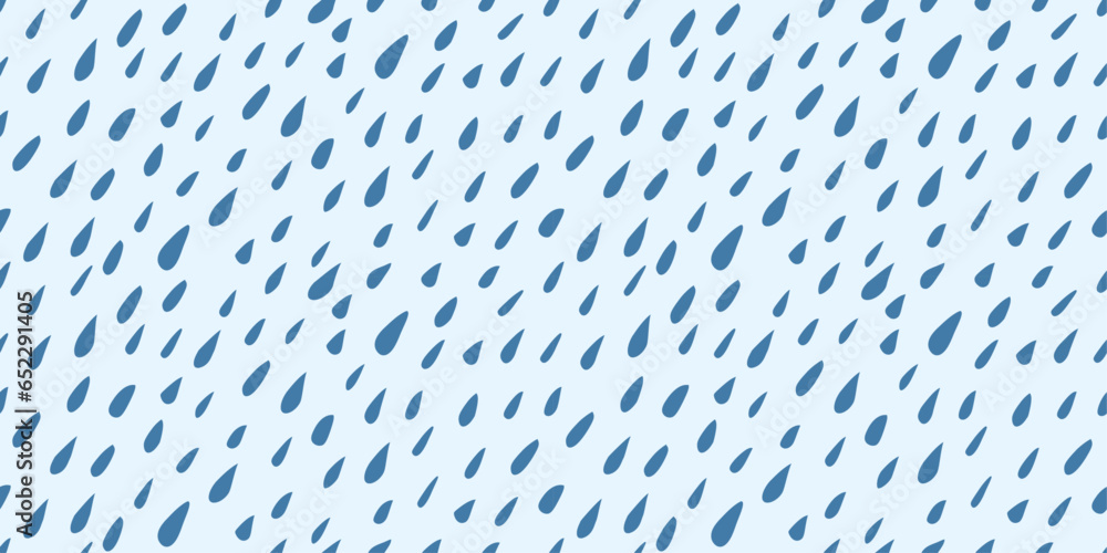 Poster drops of rain. seamless pattern of raindrops, blue diagonal droplets.