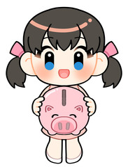 Cute girl with Piggybank