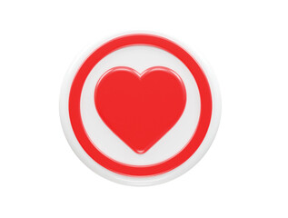 Love heart icon 3d rendering illustration element transparent