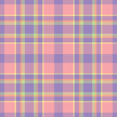 Plaid seamless pattern in pink. Check fabric texture. Vector textile print.