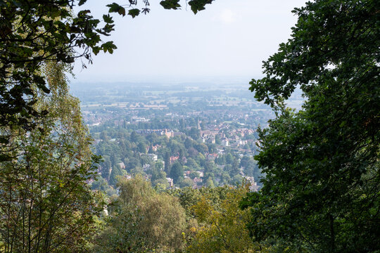 view from the top looking down on Great Malvern