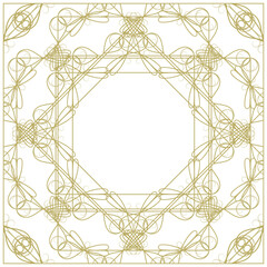 Vintage gold frame with complex ornament. Square. Cover, background for your project. Vector illustration