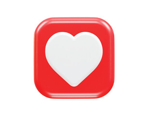 Love heart icon 3d rendering illustration element transparent