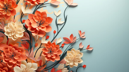 Wide format floral banner art illustration for design