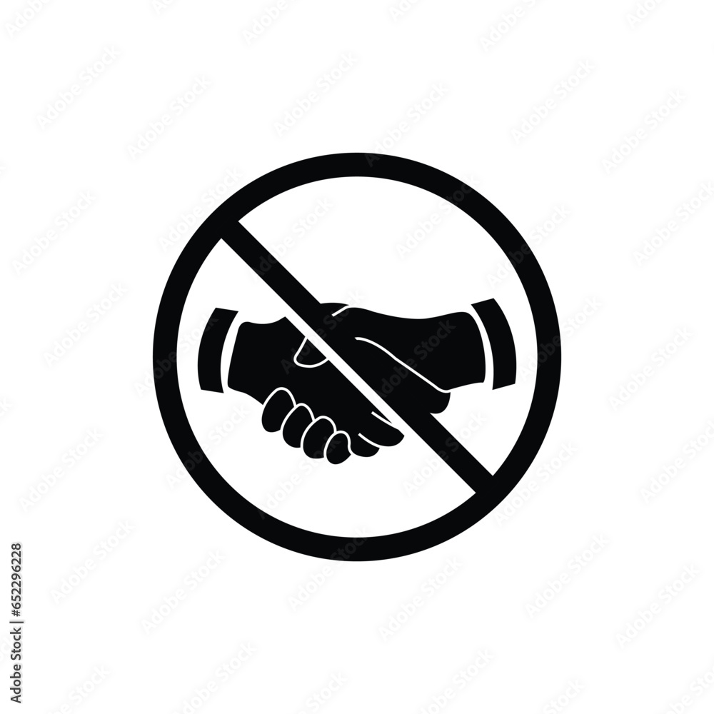 Poster no handshake vector. not allow handshake sign. the circle prohibiting sing