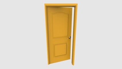 isolated door illustration 3d rendering