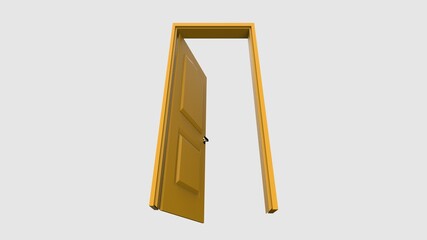 isolated door illustration 3d rendering