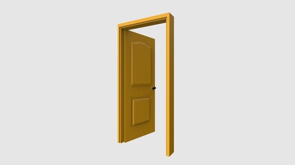 isolated door illustration 3d rendering