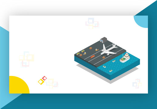 Package Delivery From Three Types Transportation Ways as Airline, Maritime And Road Vehicle For Fast Delivery Concept Based Landing Page.