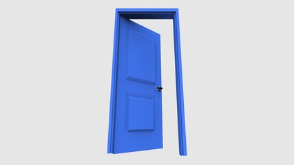 isolated door illustration 3d rendering