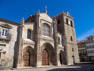 Fototapeta na wymiar Facade of Lamego Cathedral (12th century). Norte, Portugal.