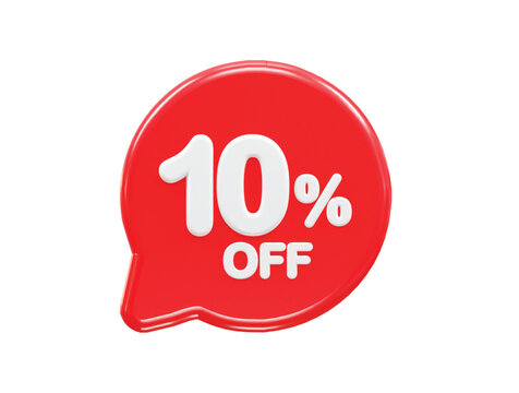 10 percent off text effect 3d rendering illustration