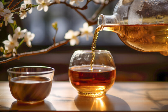 A glass of plum wine (umeshu) filled with sweet and fruity flavors, a popular choice in Japanese cuisine.