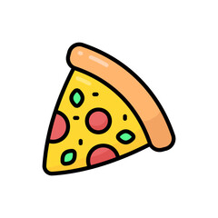 Pizza Cartoon Vector Icon Illustration. Food and Drink Icon Concept Isolated Premium Vector. Flat Cartoon Style
