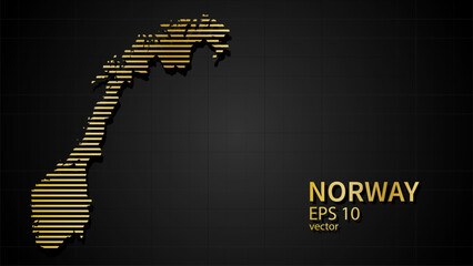  Vector gold map of Norway, futuristic modern website background or cover page .