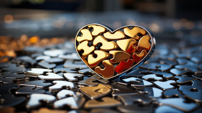 Heart Shaped Puzzle HD 8K Wallpaper Stock Photographic Image