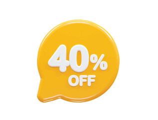 40 percent off text effect 3d rendering illustration