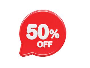 50 percent off text effect 3d rendering illustration