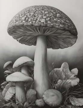 Botanical Elegance A Pencil Portrait of the Mushroom's Realistic Splendor (Generated with Generative AI)




