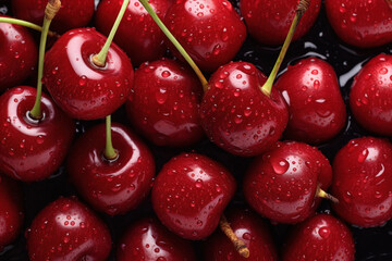 A lots of fresh red cherry bunch.