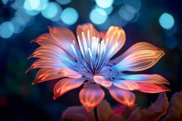 close-up vibrant flower with beautiful lighting, enchanting whimsical atmosphere. Generative AI