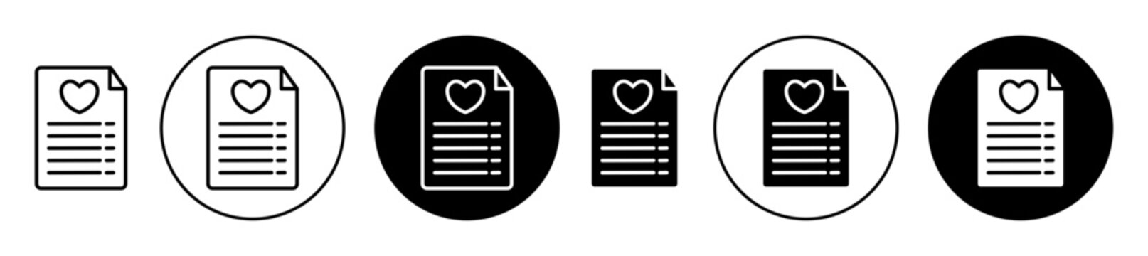 Wish list vector icon set in black color. Suitable for apps and website UI designs