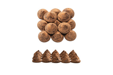 Chocolate truffles isolated on a white background.