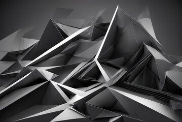 The sharp lines and three-dimensional shapes of the black and white 3D images