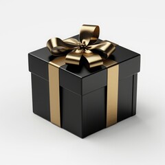 black gift box on white background.