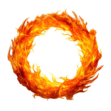 Fire circle isolated on white png transparent background generative ai