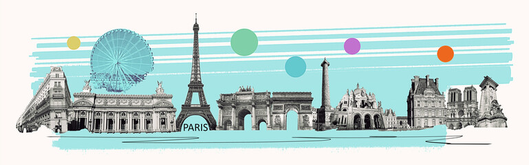 Contemporary design or art collage about Paris. Fashion vintage style. Travel, Vacation concept