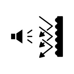 Soundproof icon. Sound insulation. Noise absorbing. glyph symbol Pictogram. Soundproofing room in multimedia or music studio. Solid, Glyph style vector illustration. Design