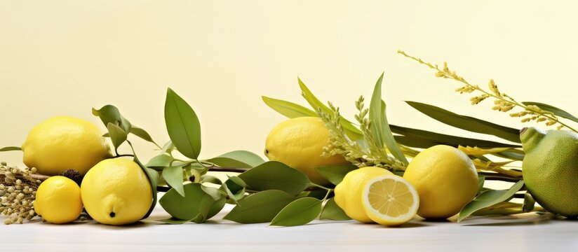 Traditional symbols for the Jewish holiday of Sukkot called the four species include the etrog citron lulav palm branch hadas myrtle and arava willow