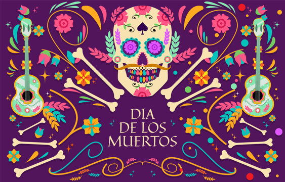 Colorful Dia De Los Muertos Background