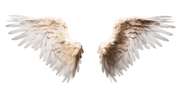 White wings on white background, generative ai.