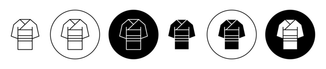 Japanese Kimono vector icon set in black color. Suitable for apps and website UI designs