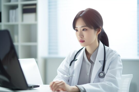 PC操作する女性医師イメージ01