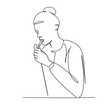 recommend clip art: girl lights a cigarette