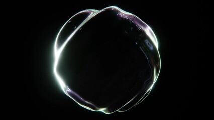 Abstarct morphing oil blob wallpaper. Illuminated shape. Black background and colourful glowing. Gradient chrome scratched texture. Seamless loop animation. 3D 4K 30 fps video - Powered by Adobe