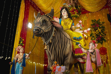 Idol statue of goddess maa durga in navratri festival