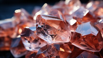 A glimmering array of vibrant pink quartz crystals sparkles in the sunlight, inviting awe and wonder