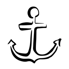 Anchor hand painted with black ink brush