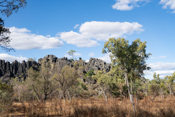 Rock formations above the caves at Chilligoe Mungana Park outback Queensland.