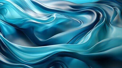 Obraz premium An abstract design of aqua and teal blues, reminiscent of flowing water, dances across a smooth fabric, creating a calming yet dynamic visual experience