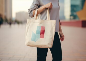 Girl with a bag, mock-up